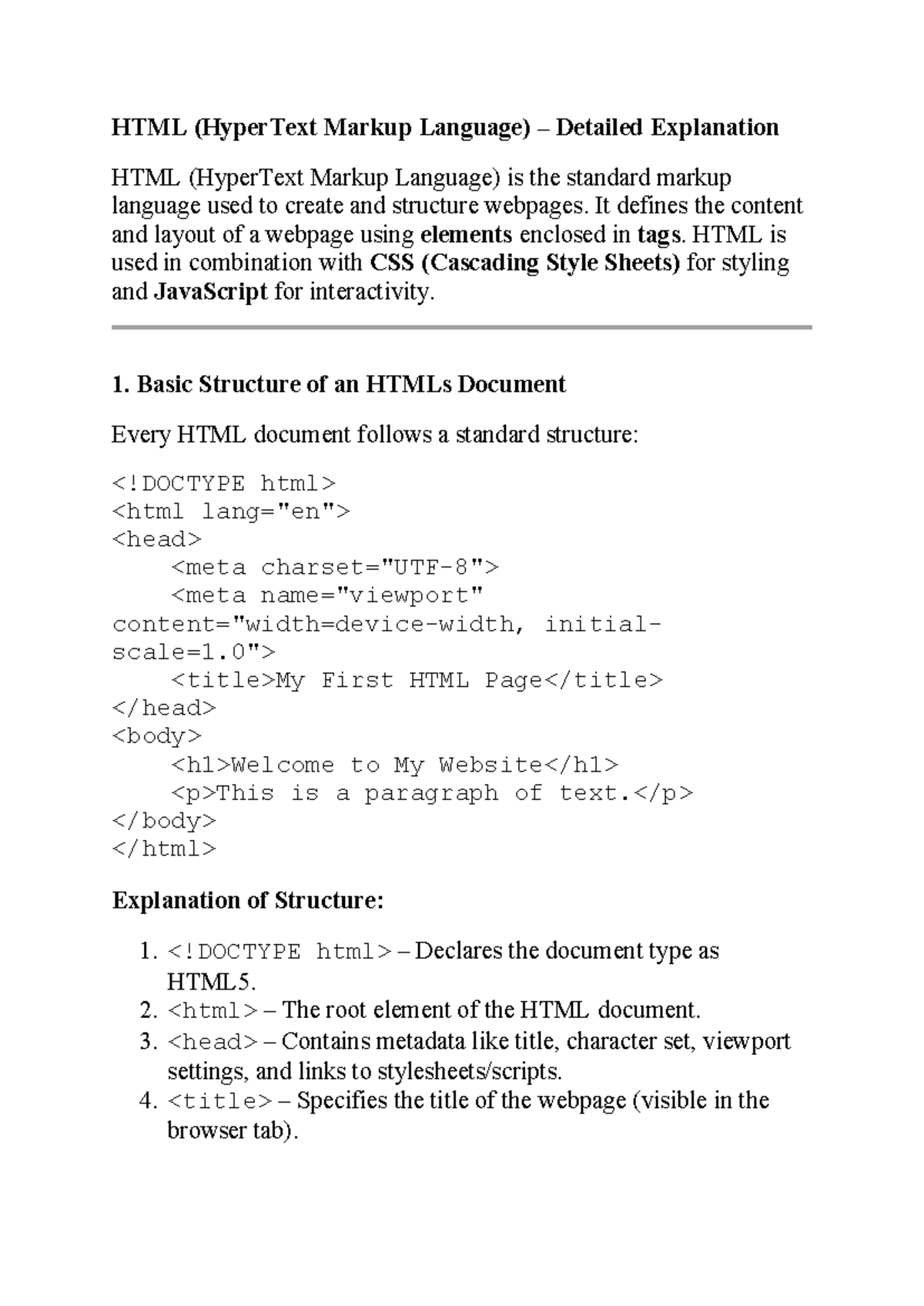 WEB DESIGN CONCEPT: HTML Forms & Structure Guide - Studocu
