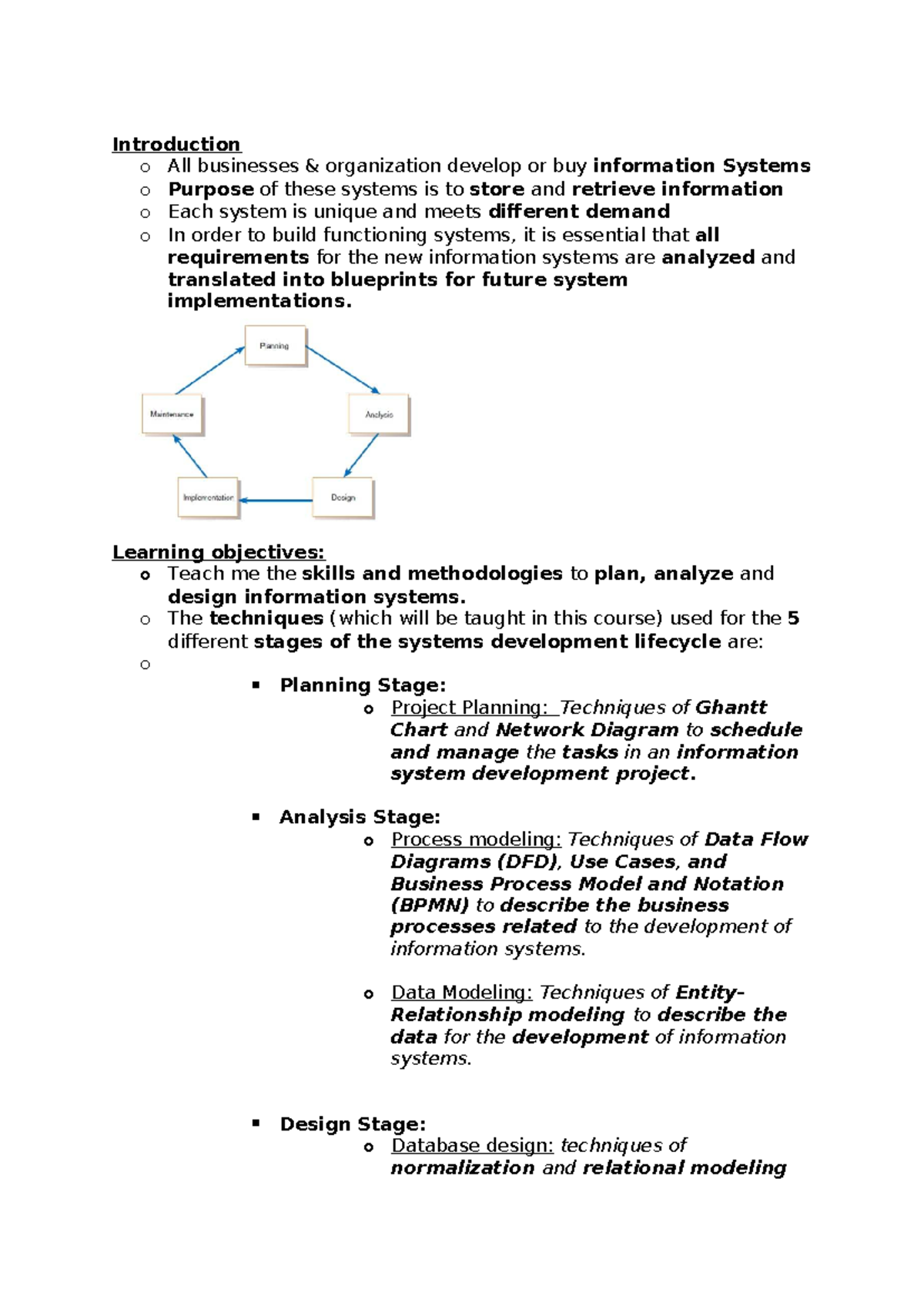 IS Development Lifecycle: Planning, Analysis, and Design Techniques ...