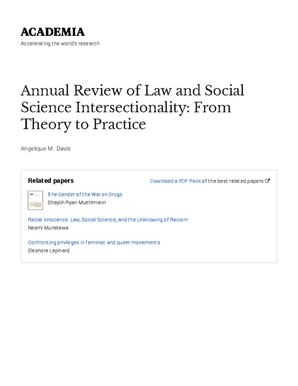 Intersectionality in Law: Insights from the 2019 Annual Review Study ...
