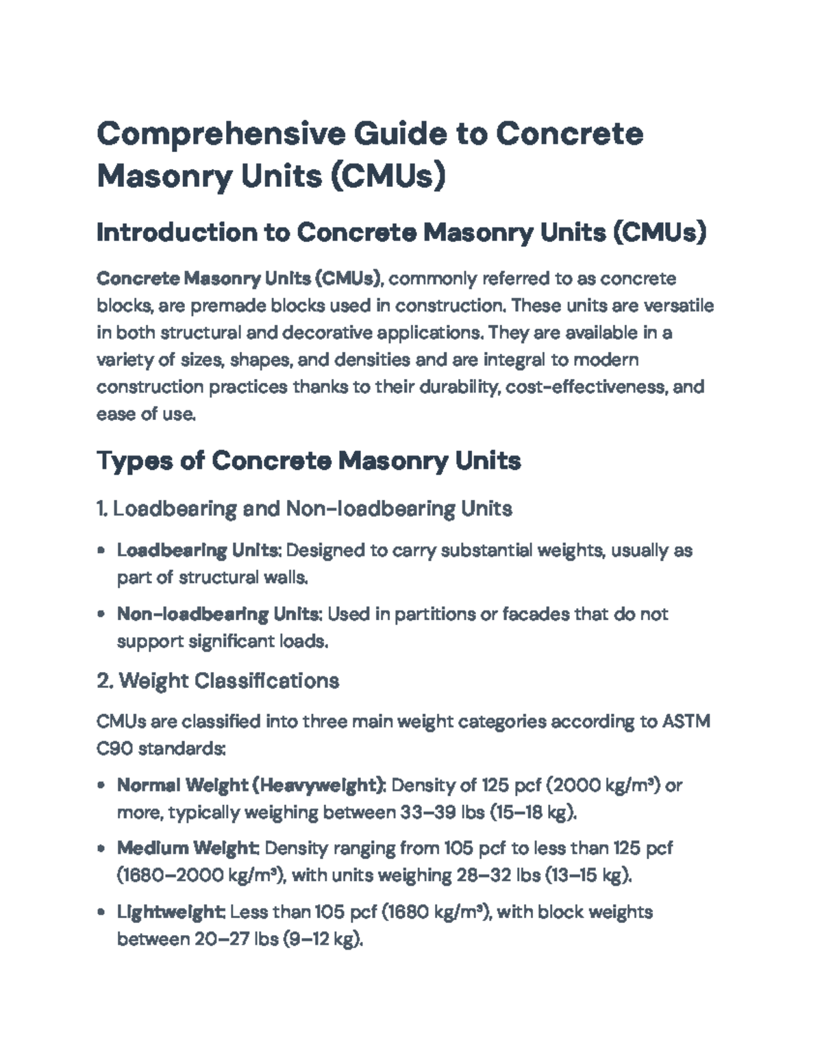 Concrete Masonry Units (CMUs): Comprehensive Guide to Types & Uses ...