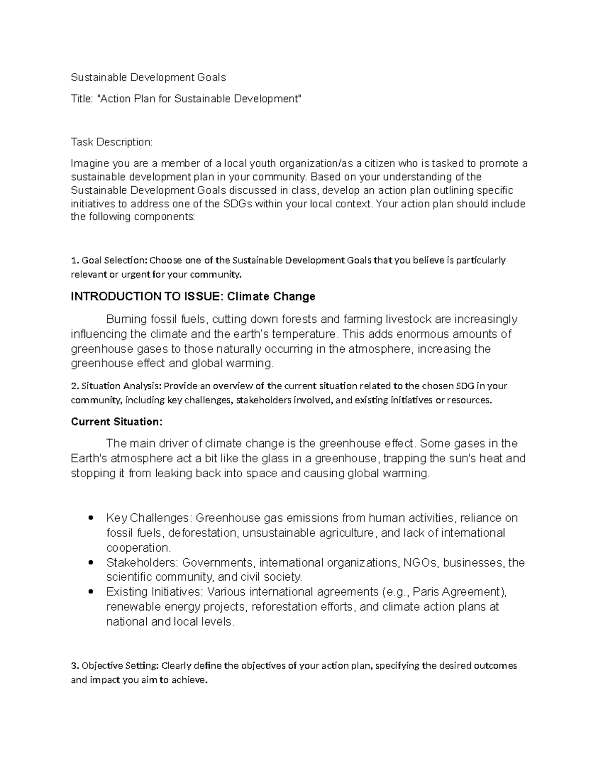 Sustainable Development Goals: Action Plan for Climate Change ...