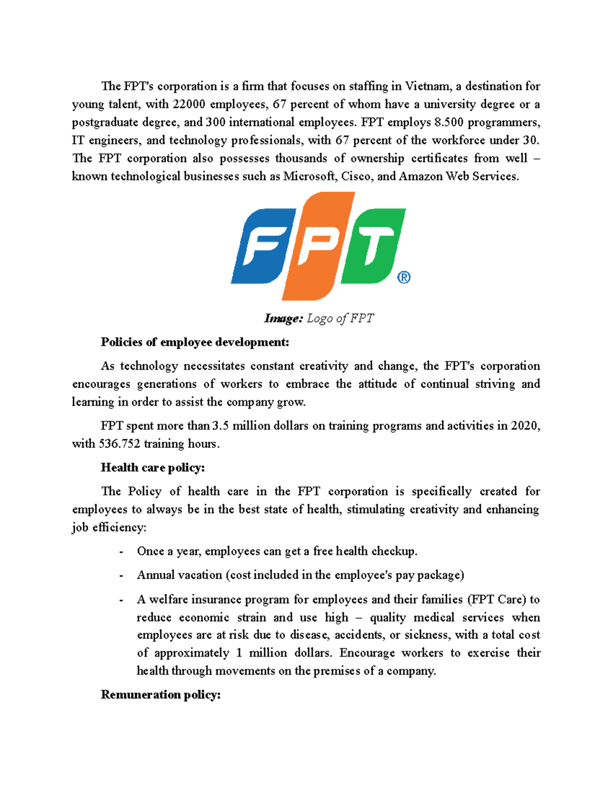 The FPT - THE FPT OF HRM to - The FPT's corporation is a firm that ...