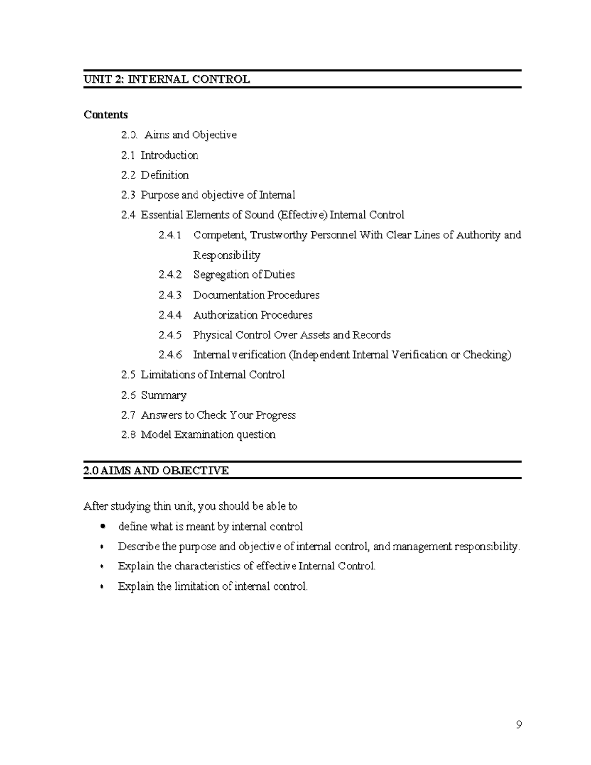 Unit 2 - all in one - UNIT 2: INTERNAL CONTROLUNIT 2: INTERNAL CONTROL ...