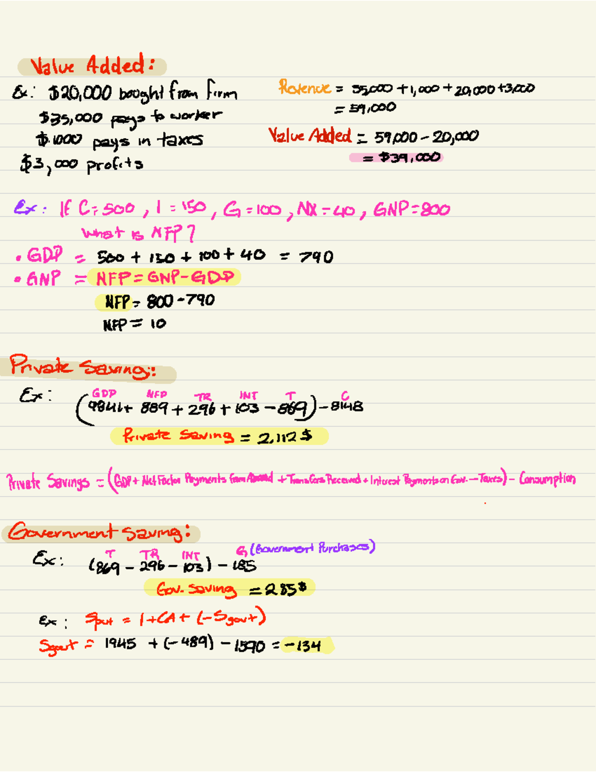 Print 3 - Formulas with practice questions - ECO 301 - Value Added: Ex ...