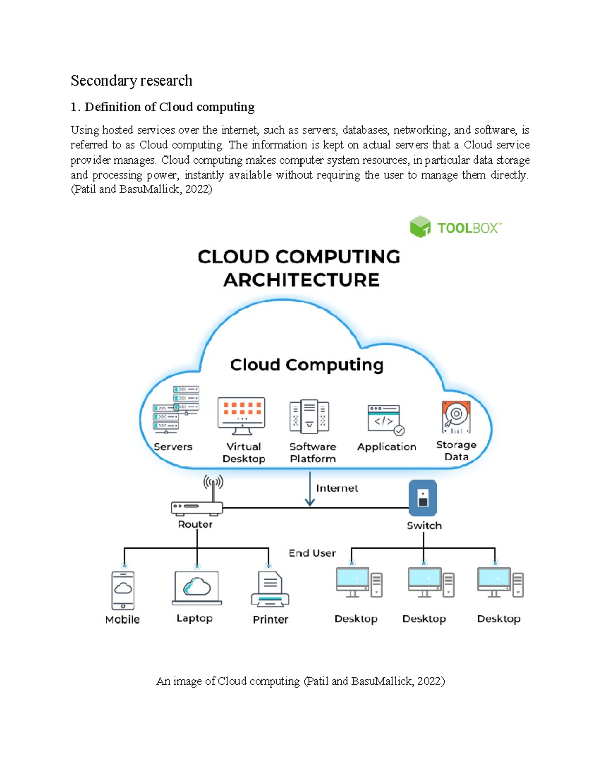 Secondary research - Definition of Cloud computing Using hosted ...
