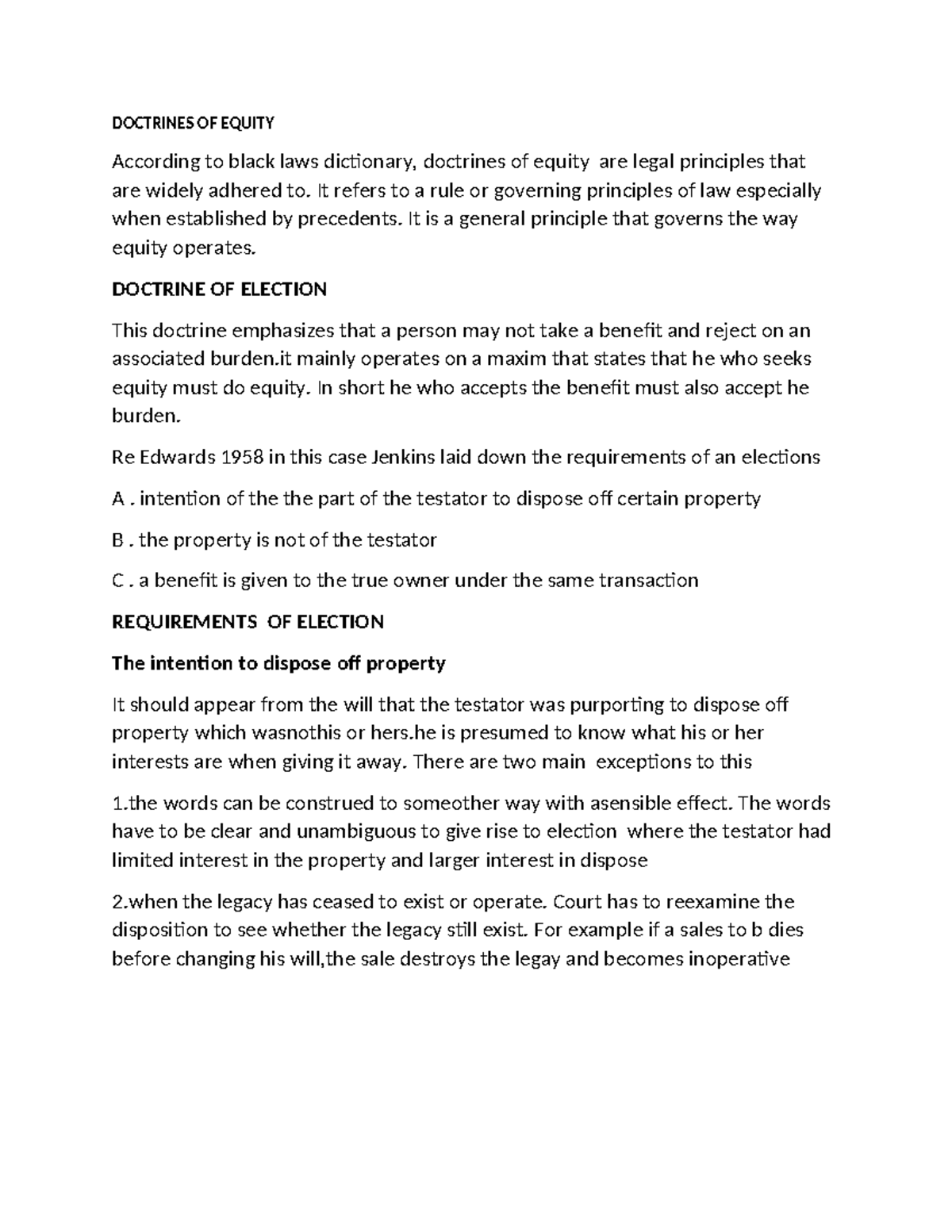 Doctrines of Equity: Key Principles and Case Studies [LAW 101] - Studocu