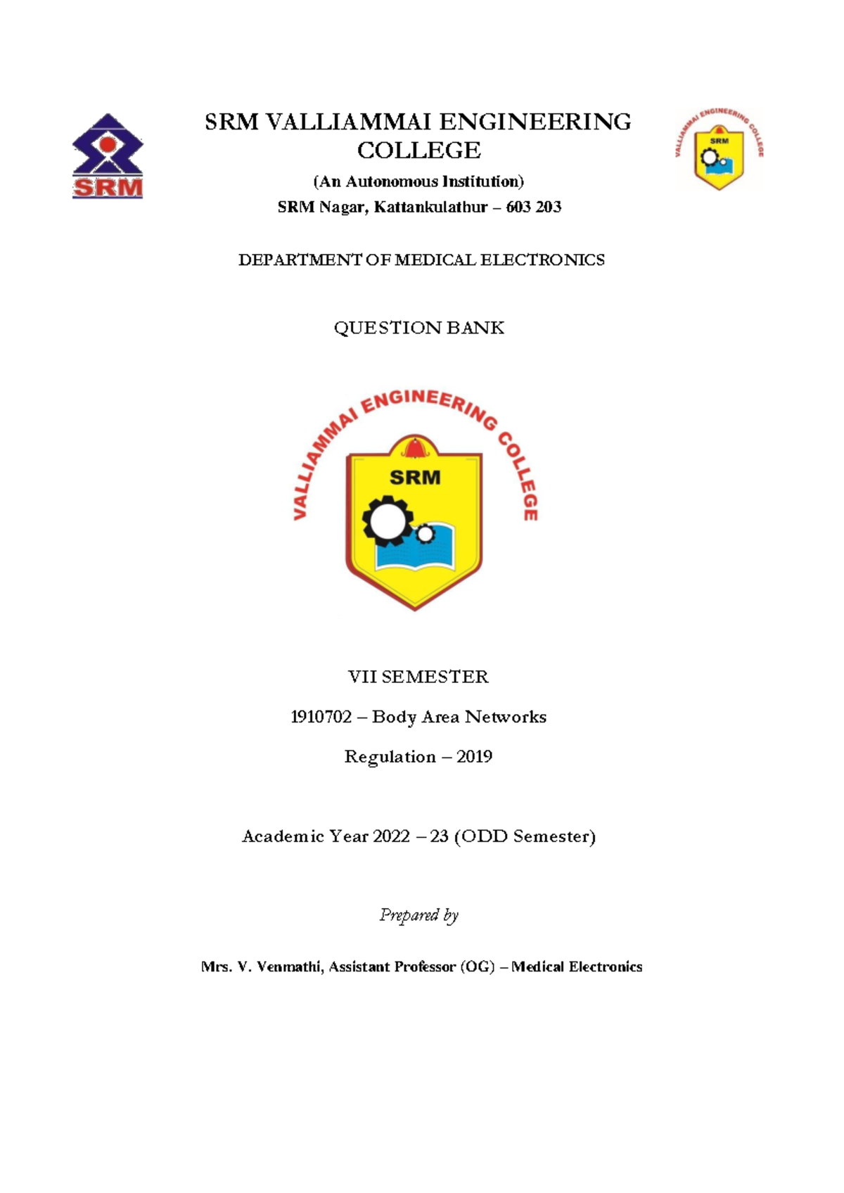 1910702 Body Area Networks: Comprehensive Question Bank for VII ...