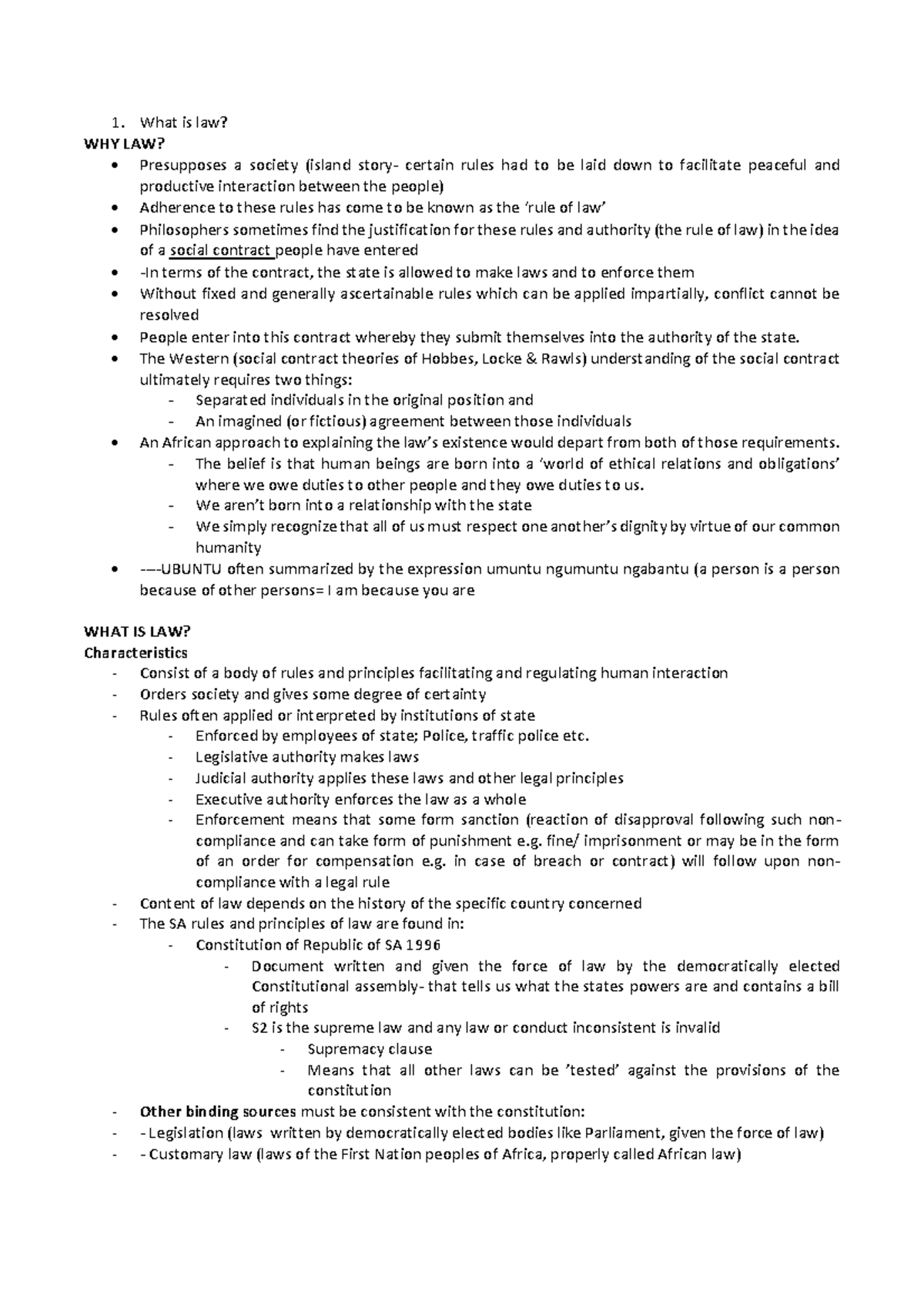Law 101: Introduction to Law Study Unit 1 Overview and Concepts - Studocu