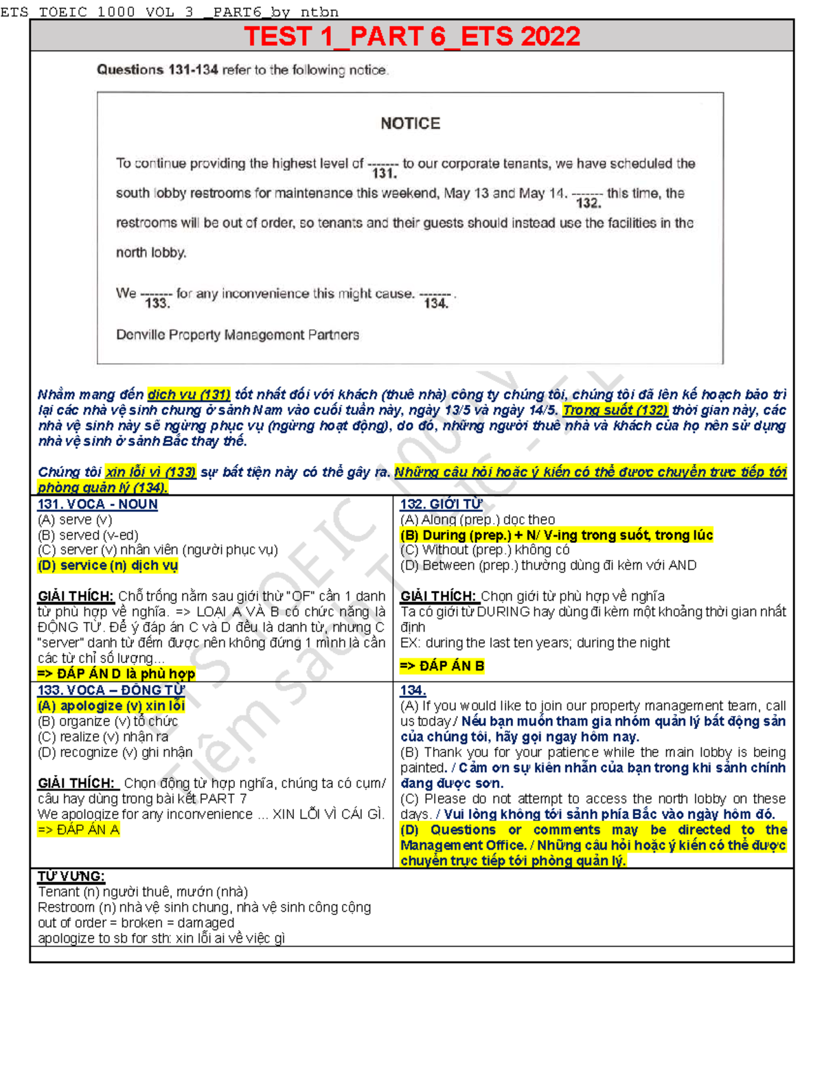 ETS TOEIC 1000 VOL 3 - TEST 1 & 2_PART 6_ETS 2022 - Studocu