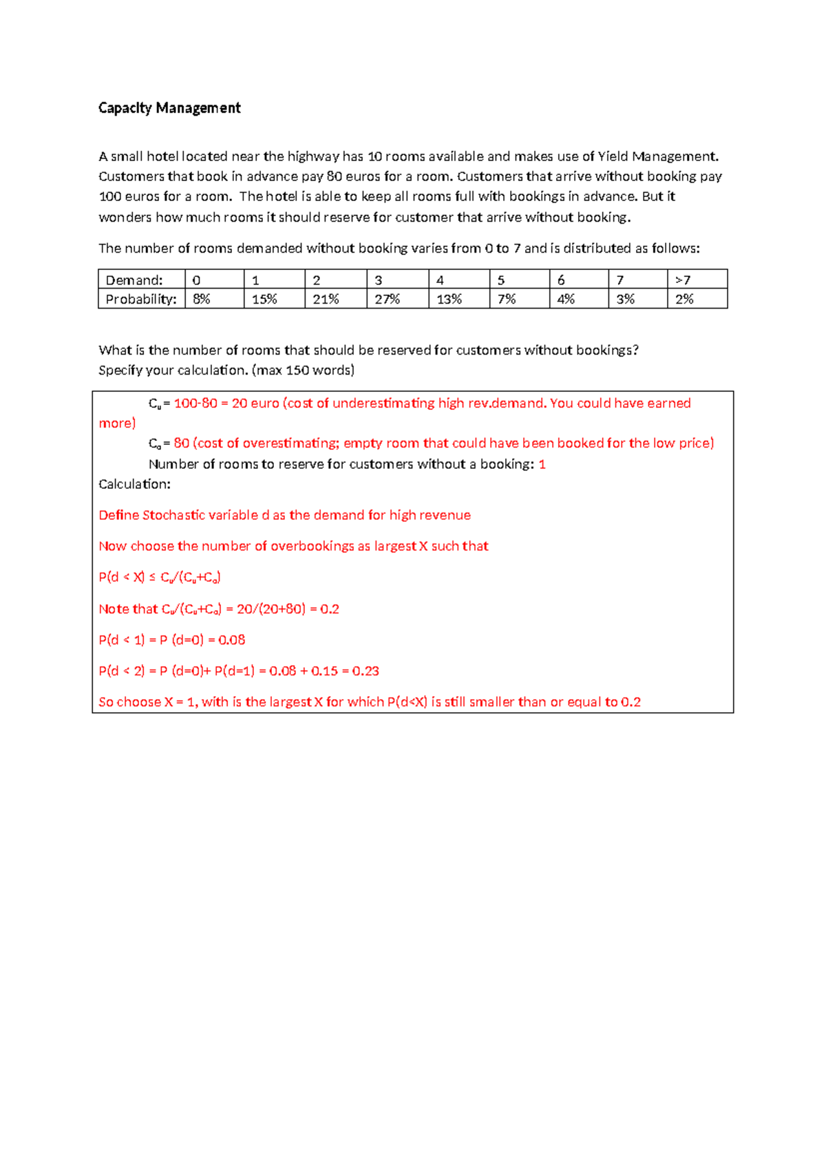 Capacity Management Strategies: Mock Exam Insights (Course Code ...