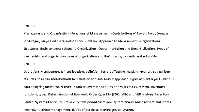 Iem sylllabus - industrial engineering management syllabus - UNIT - I ...