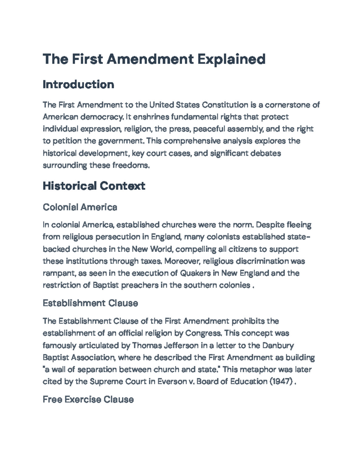 An Analysis of the First Amendment: Rights and Court Cases - The First ...
