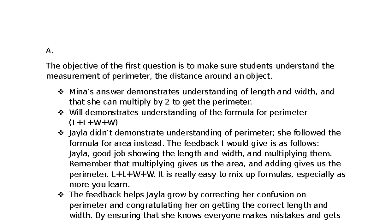 D659 Task 1: Understanding Perimeter and Area in Mursion Course - Studocu