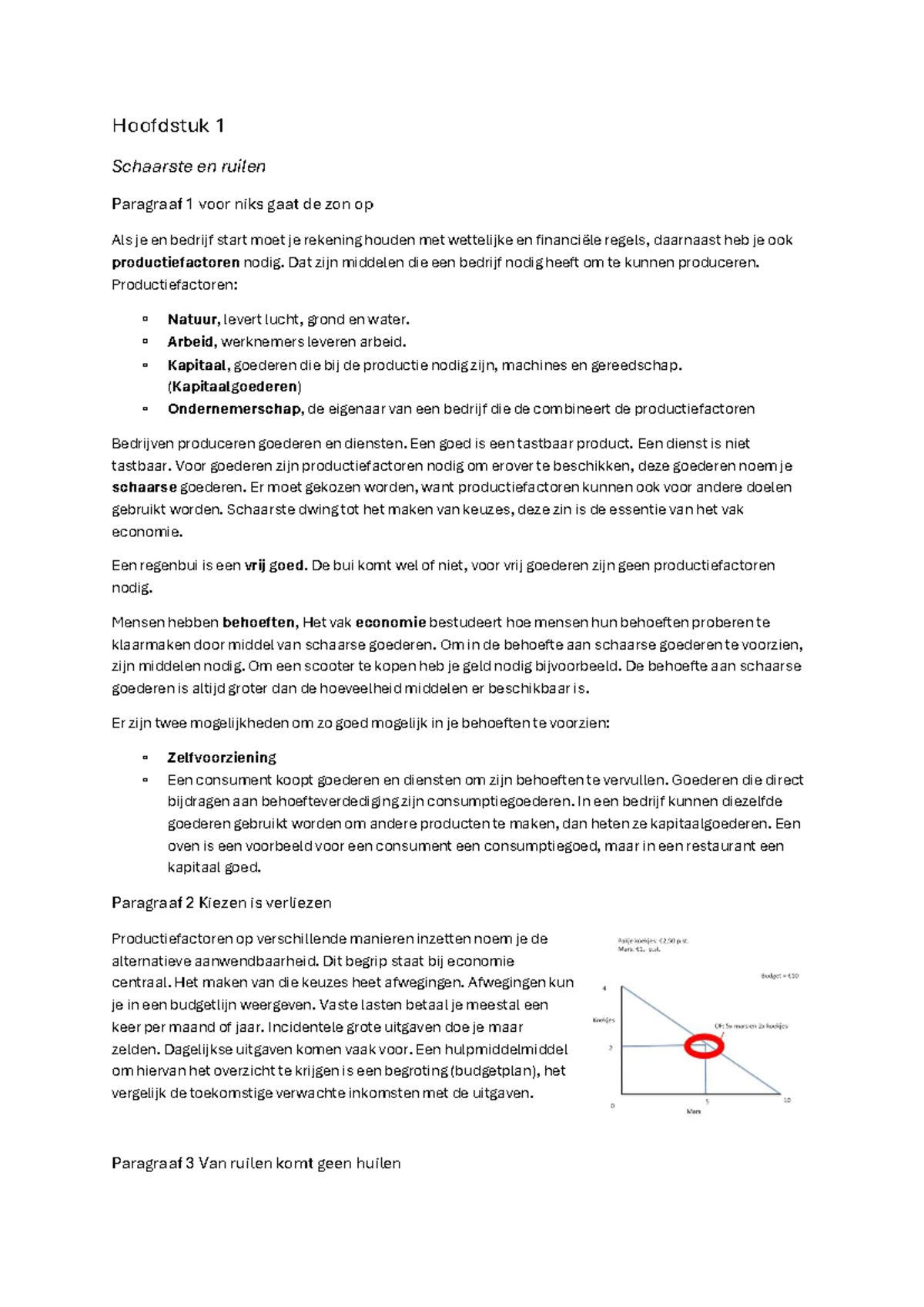 Economie Samenvatting TW 1: Schaarste, Ruil en Marktmechanismen ...
