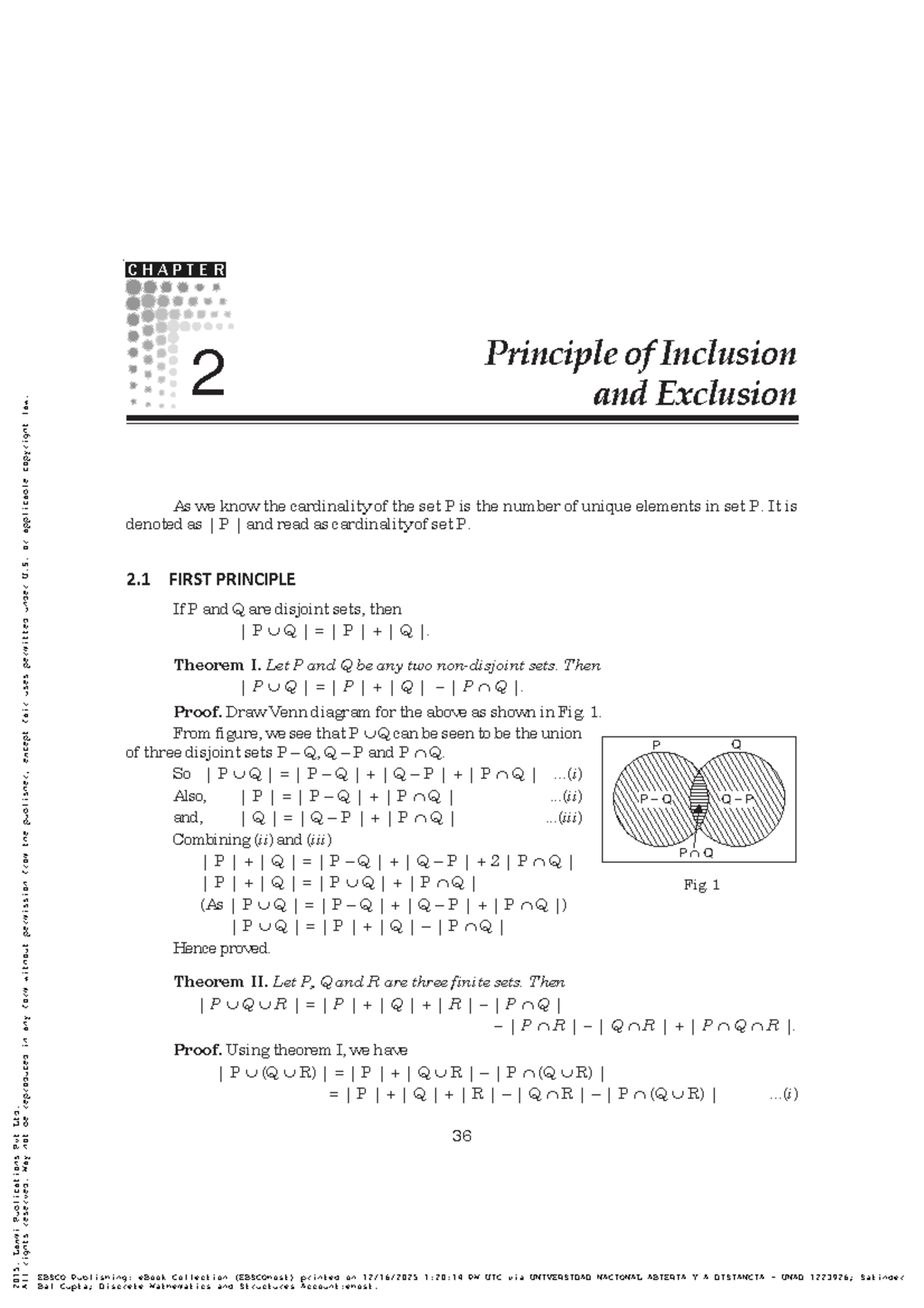 Discrete Mathematics: Chapter on Inclusion-Exclusion Principles - Studocu