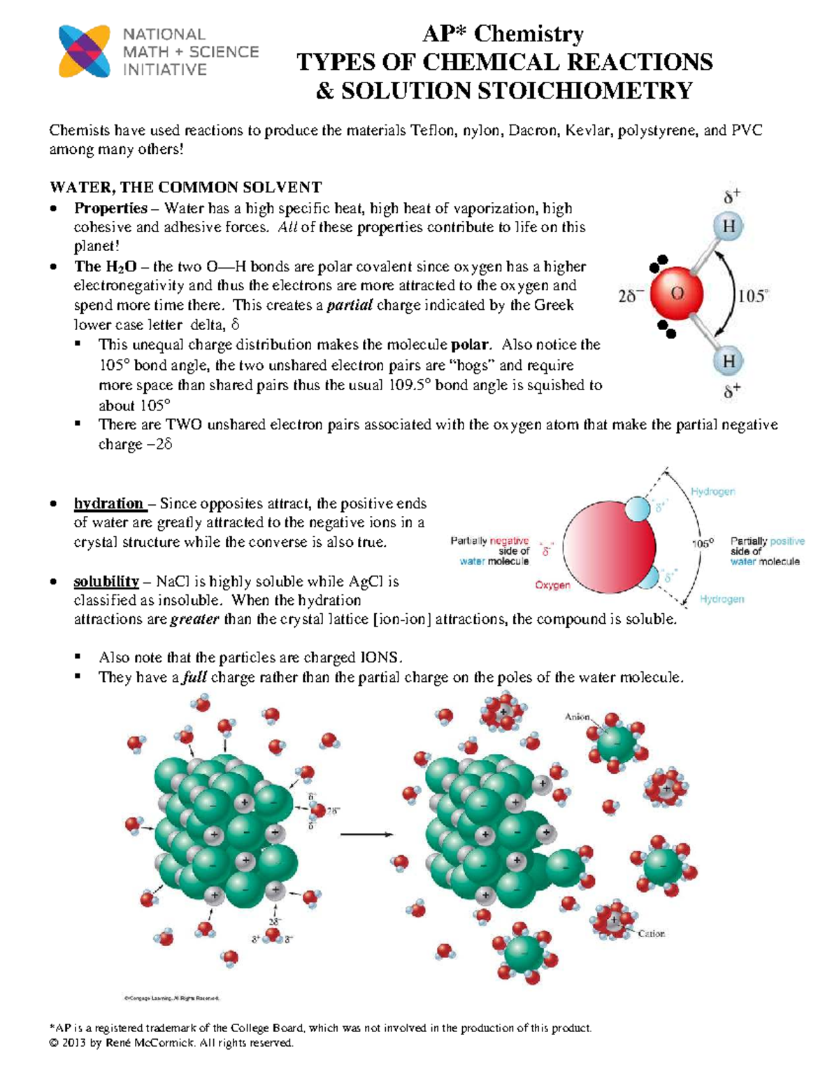 AP Chem 04: Types of Chemical Reactions & Solution Stoichiometry Notes ...