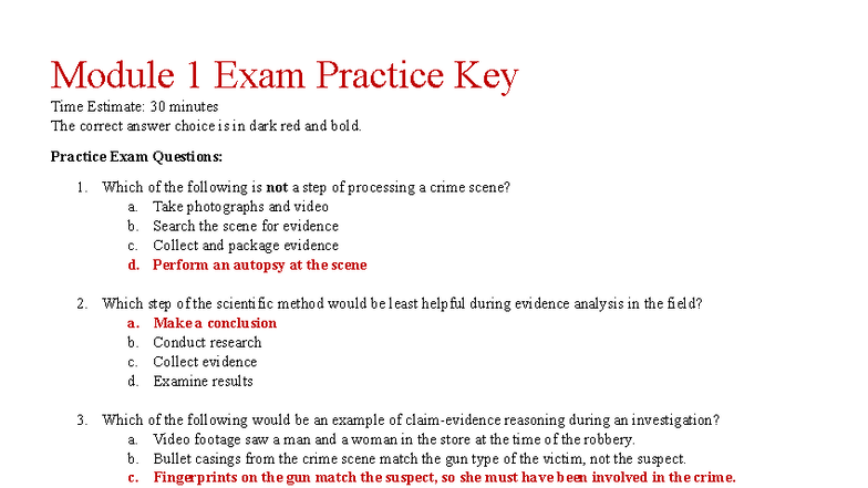 Module 1 Forensic Exam Practice Key: Questions & Answers - Studocu
