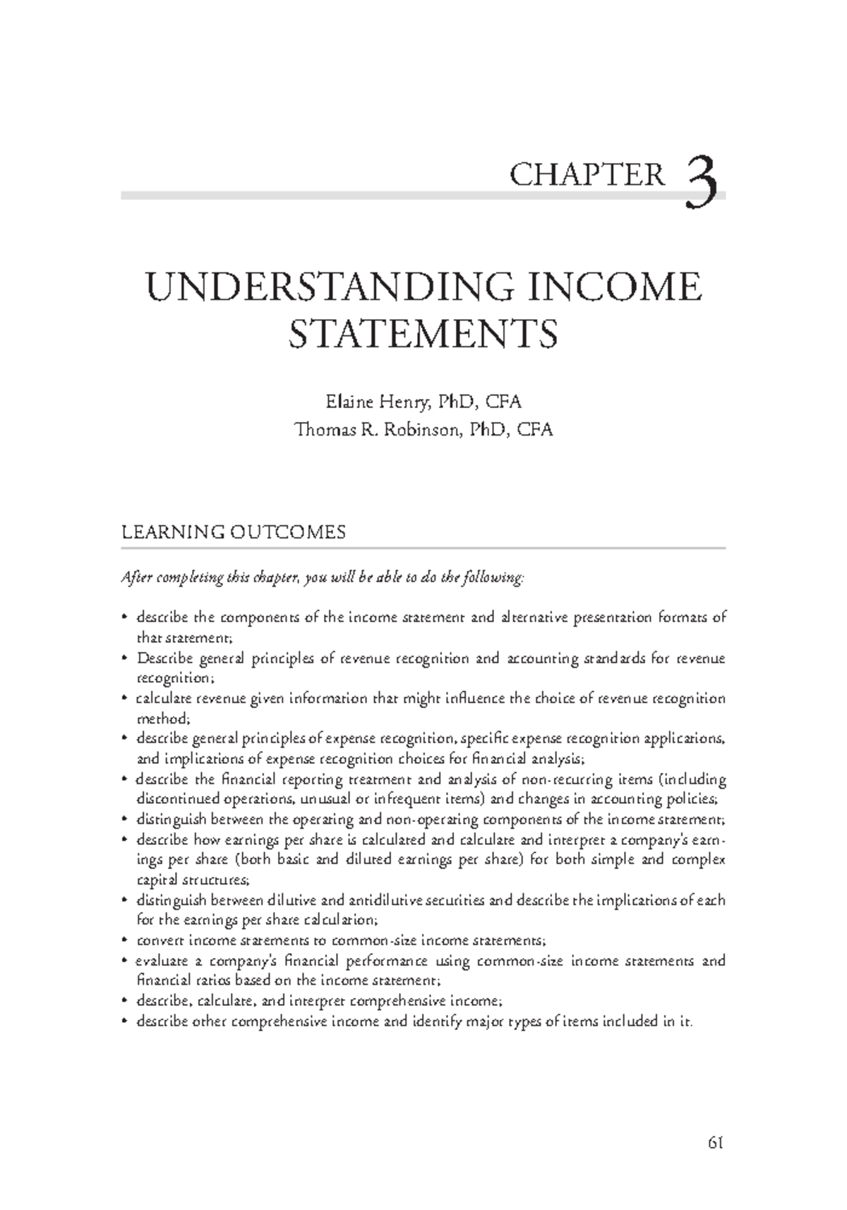 CHAPTER 3: UNDERSTANDING INCOME STATEMENTS - Key Concepts and Analysis ...