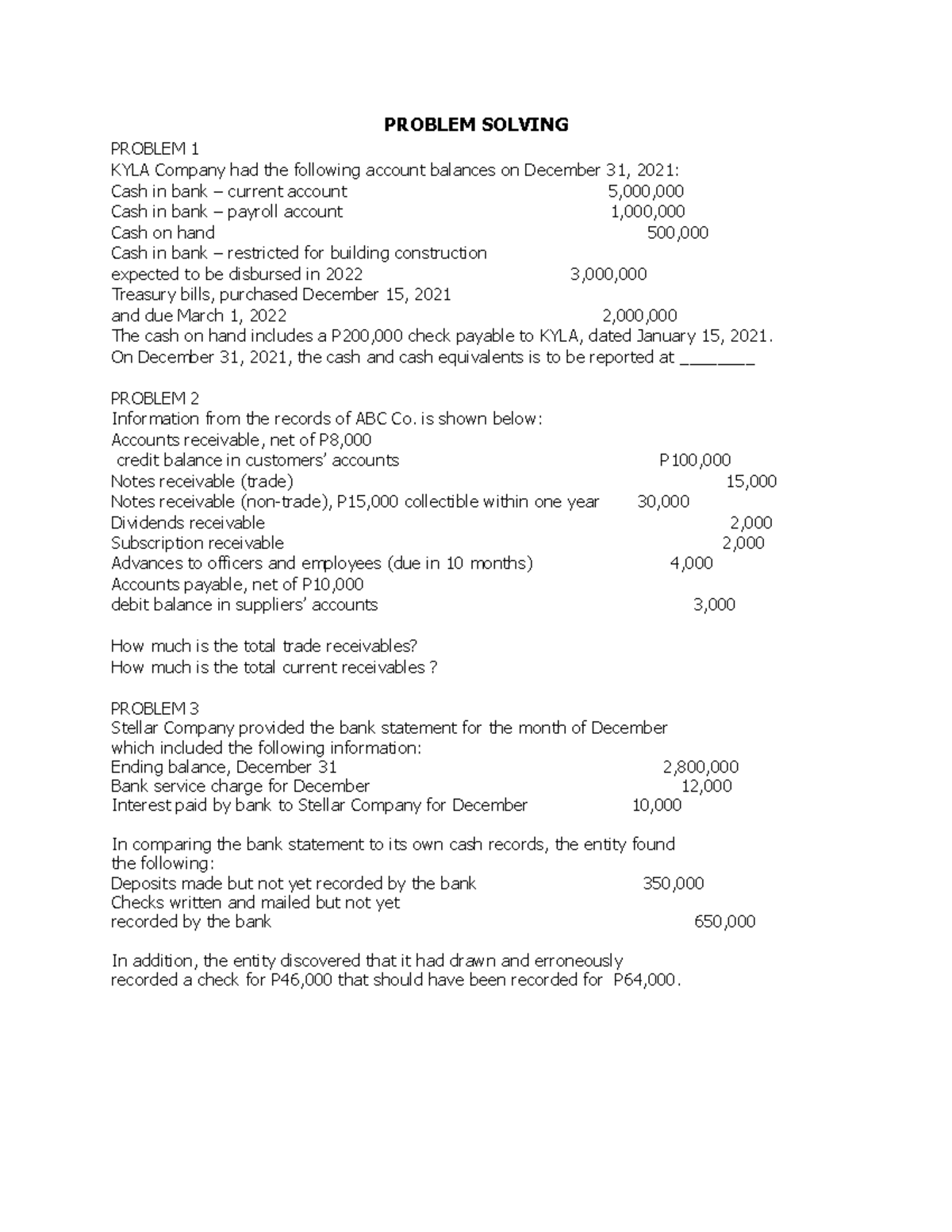 Accounting Problem Set and Theory - Course Code JDJDJD - Studocu