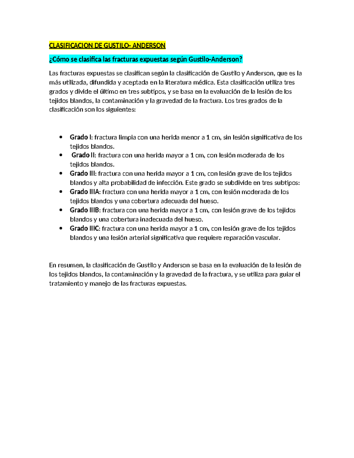 Clasificación de Fracturas Expuestas según Gustilo-Anderson y Marvin ...