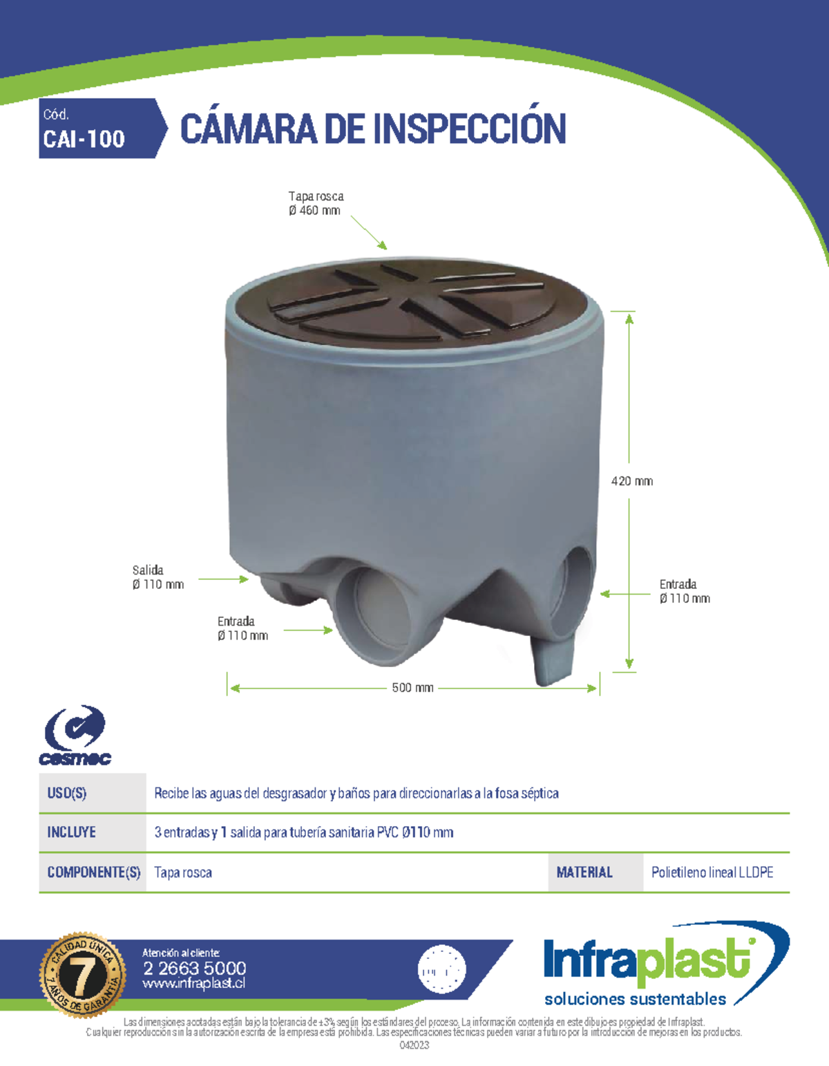 Ficha Técnica: Cámara de Inspección CAI-100 Ø460 mm 081117 - Studocu