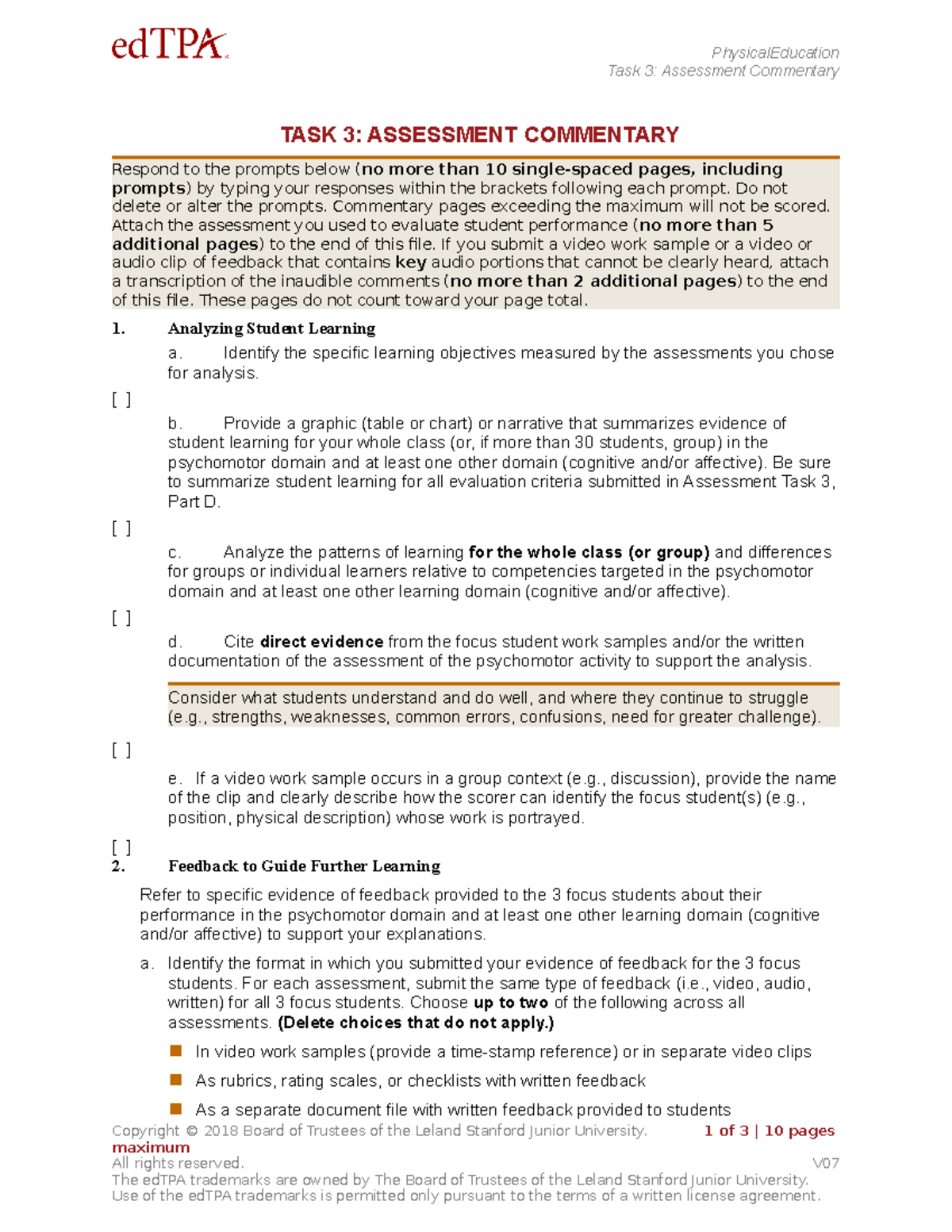 K12 PE Task 3: Comprehensive Assessment Commentary Guide - Studocu