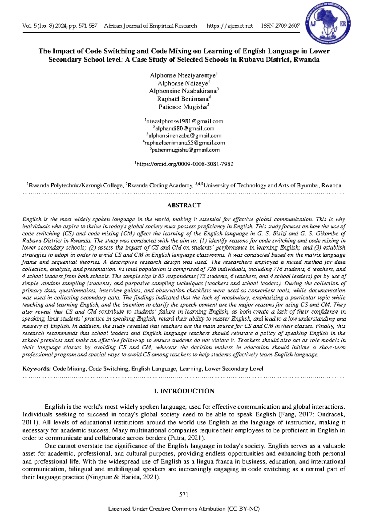 The Impact of Code Switching and Mixing on English Learning in Lower ...
