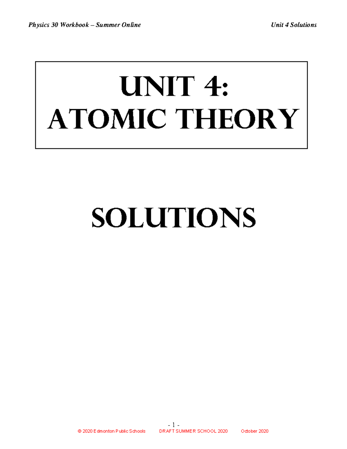 Unit D Solutions for Atomic Theory and Nuclear Physics Lessons - Studocu