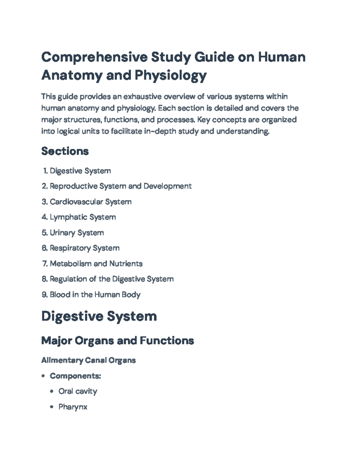 Comprehensive Study Guide on Human Anatomy & Physiology (Course Code ...