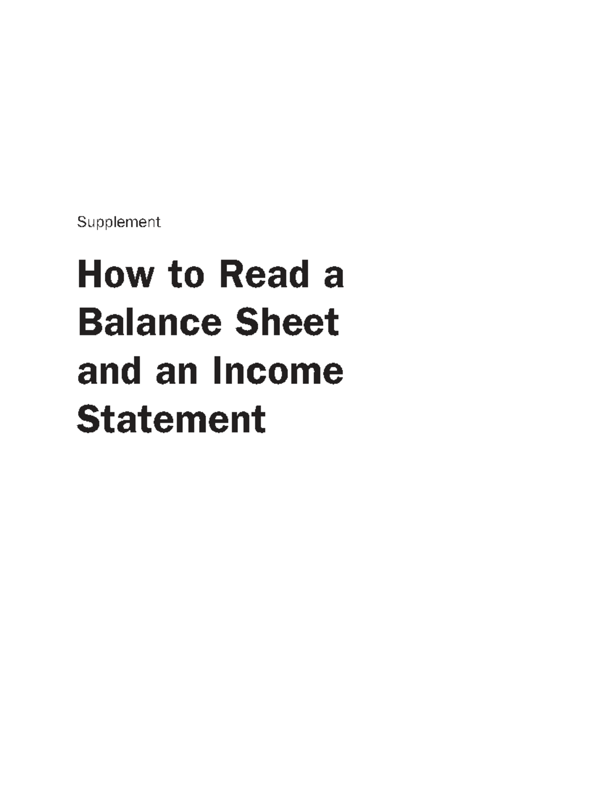 How to Read a Balance Sheet and Income Statement: A Supplement Guide ...