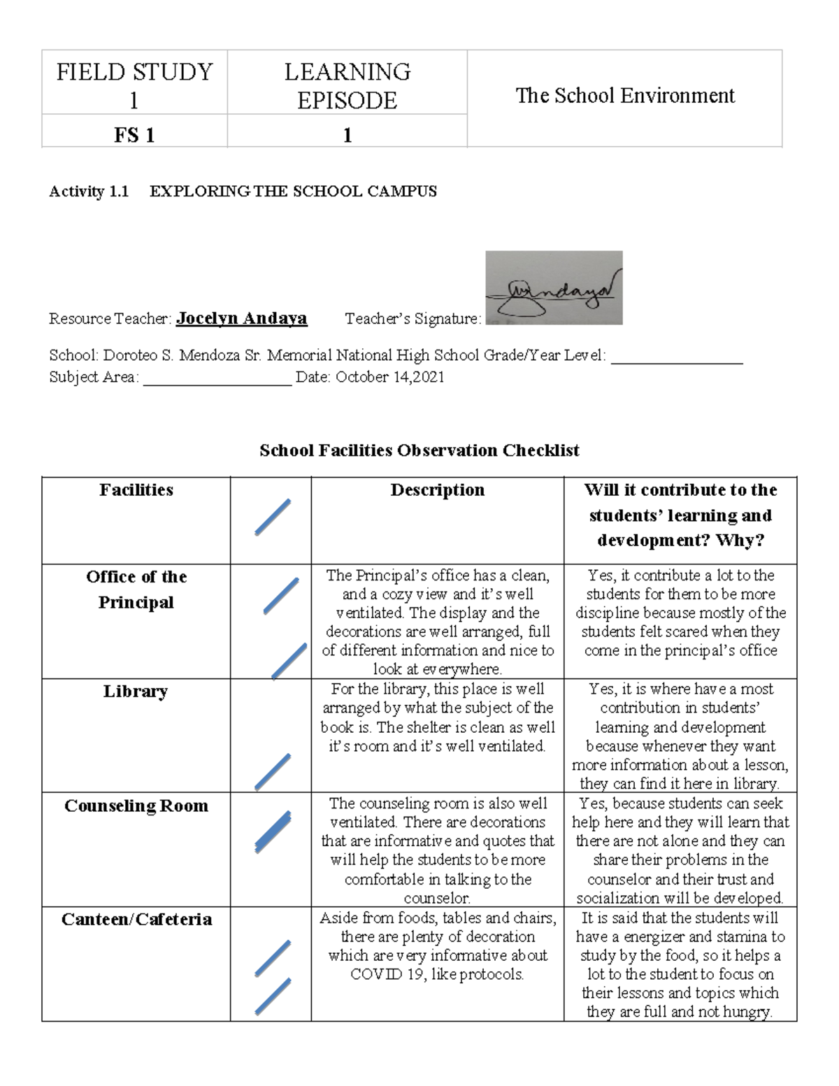 Field-study-1-learning-episode-the-school-environment compress - FIELD ...