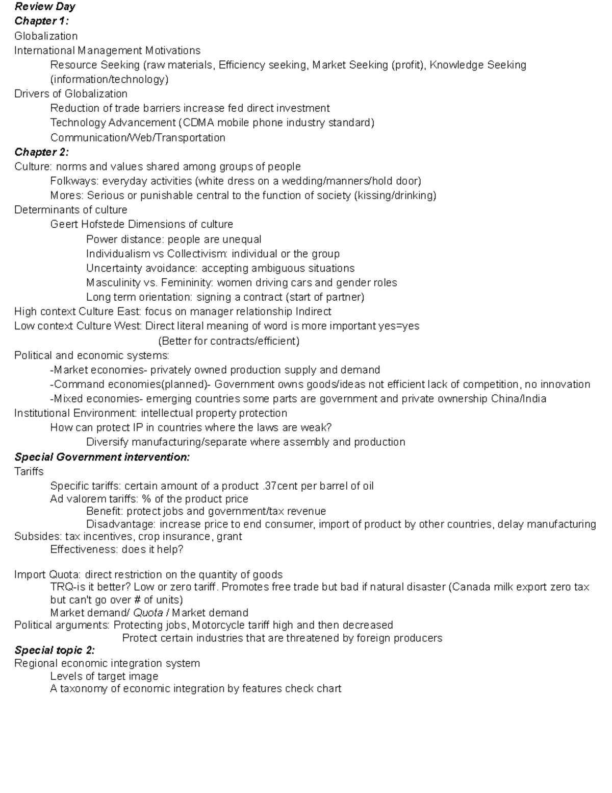 Chapter Review Test: International Management (Ch. 1-4) Insights - Studocu