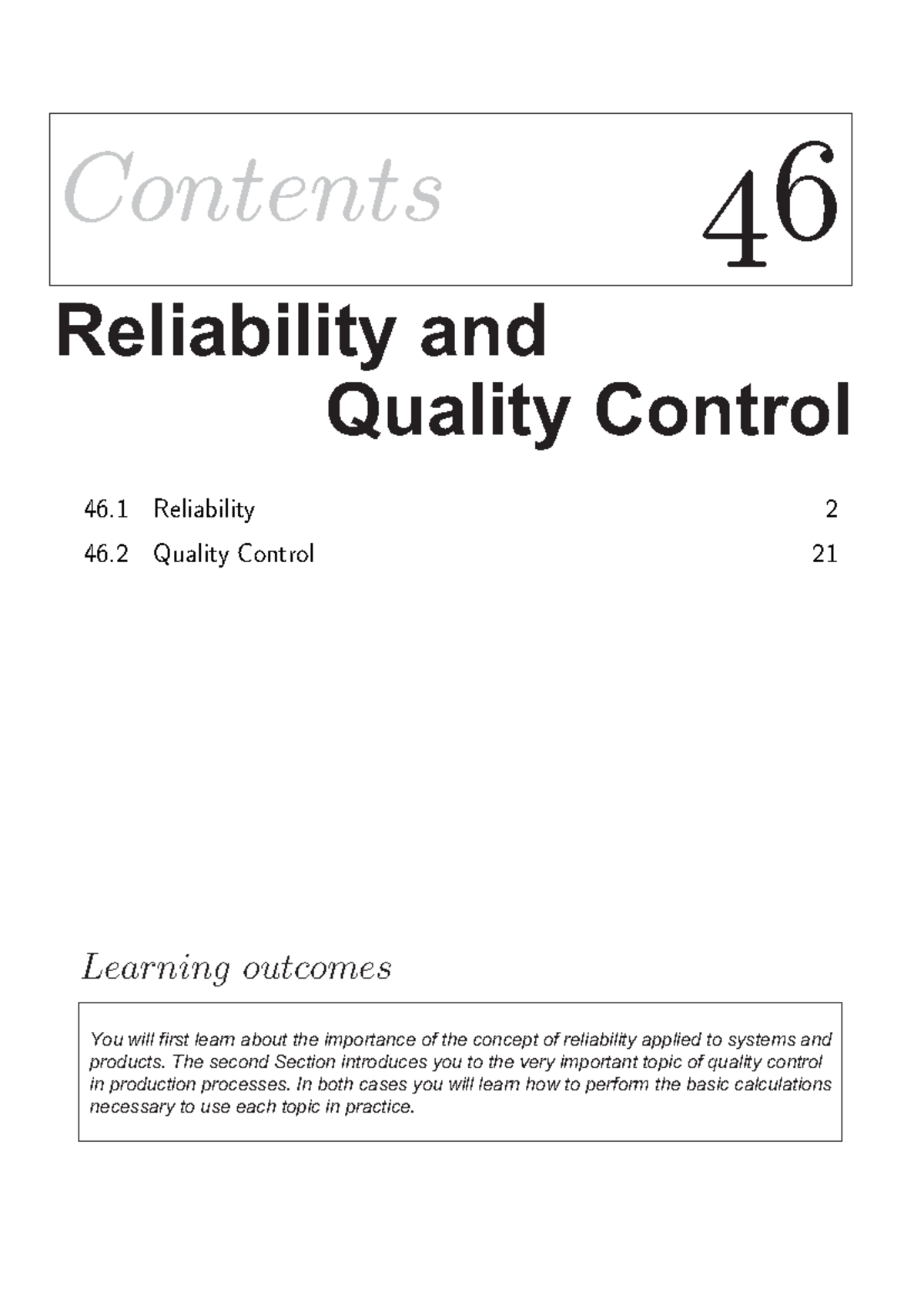 Reliability Theory - ContentsContents 4646 Quality Control Reliability ...