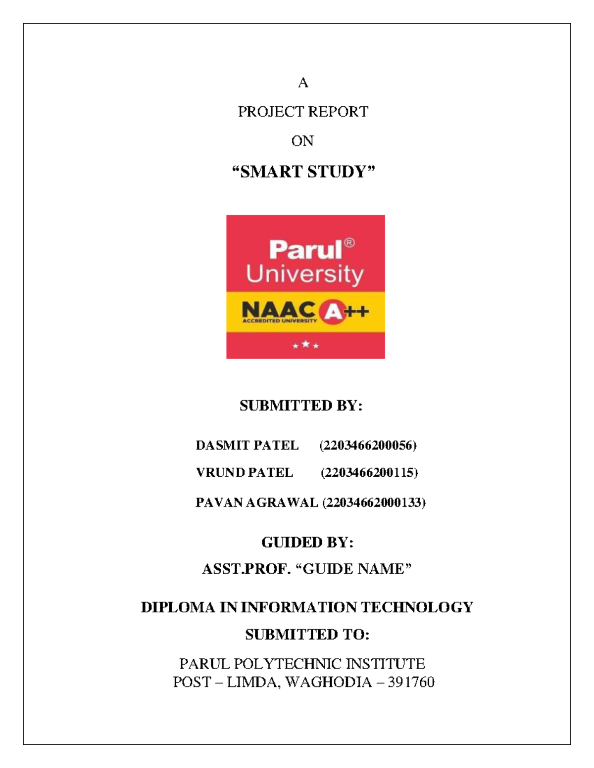 Smart Study Final - PART-0 - informetion Technology (IT) - A PROJECT ...