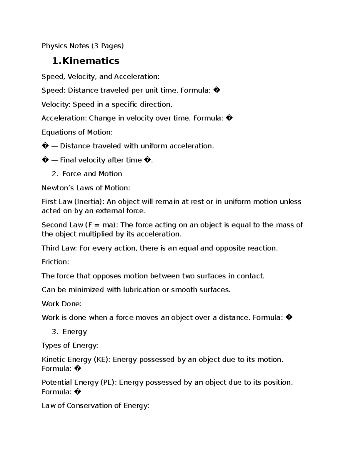 Physics Notes (PS101) - Kinematics, Force, and Energy Concepts - Studocu