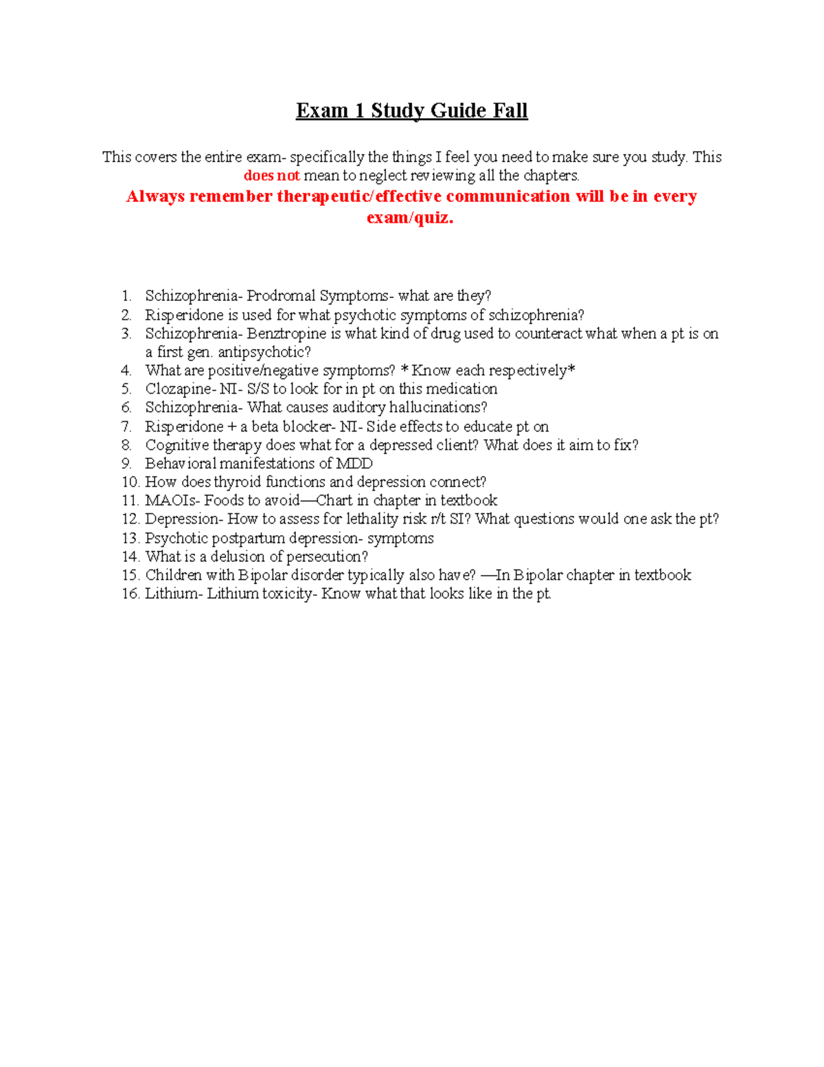 Exam 1 Study Guide: Key Topics for Fall Psychology Course - Studocu