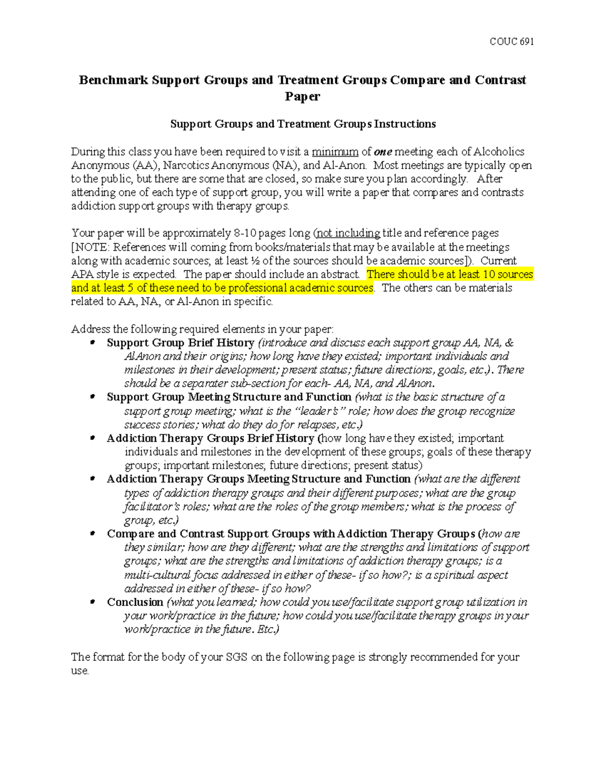 COUC 691: Compare & Contrast of Support Groups vs. Treatment Groups ...