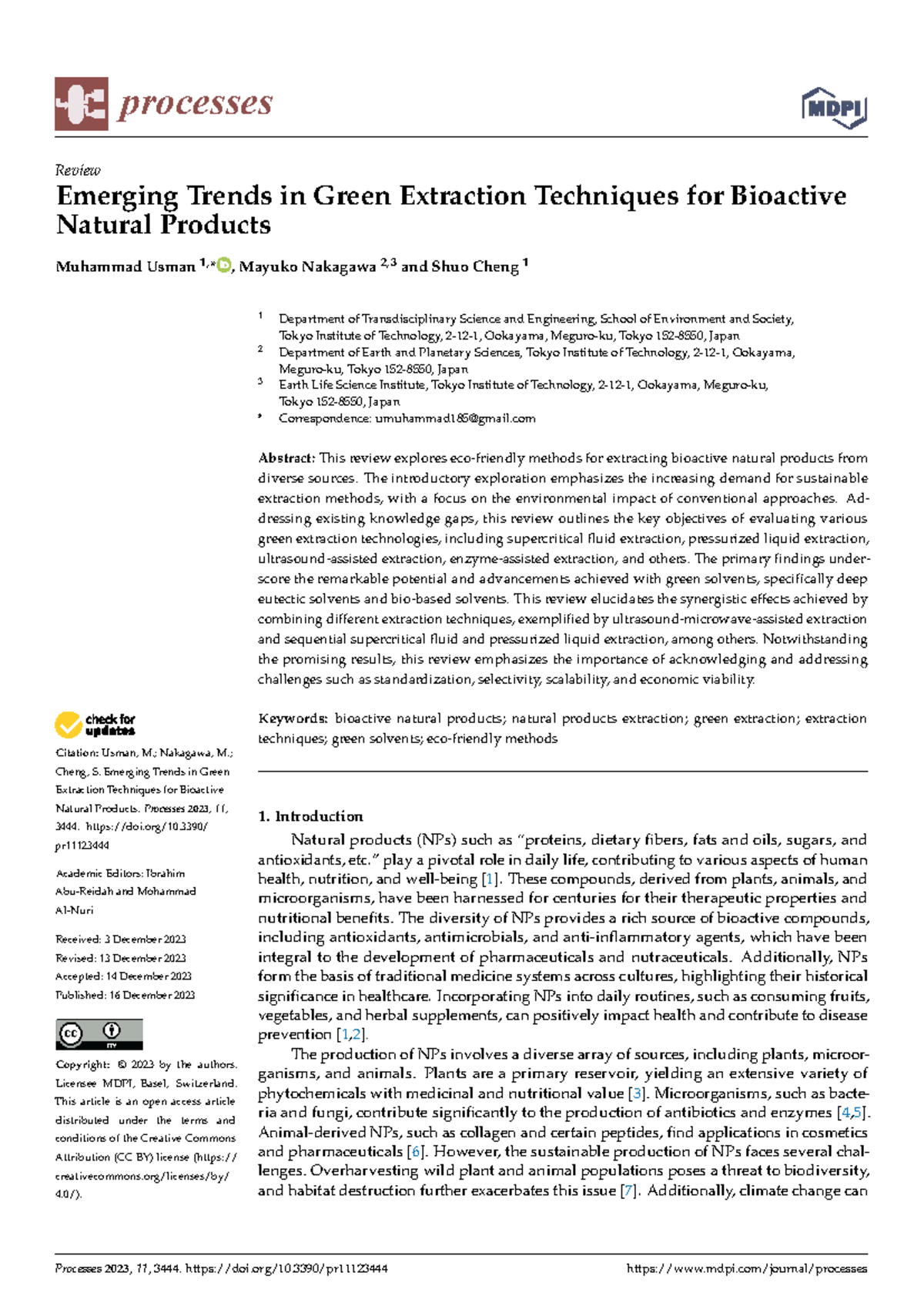 Emerging Trends in Green Extraction Techniques for Bioactive Natural ...