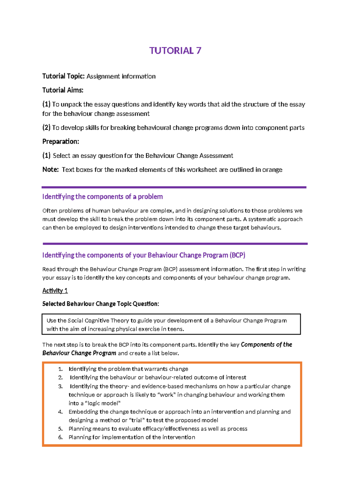 Tute 7 worksheet 3034 - tute 7 2/2 - TUTORIAL 7 Tutorial Topic ...