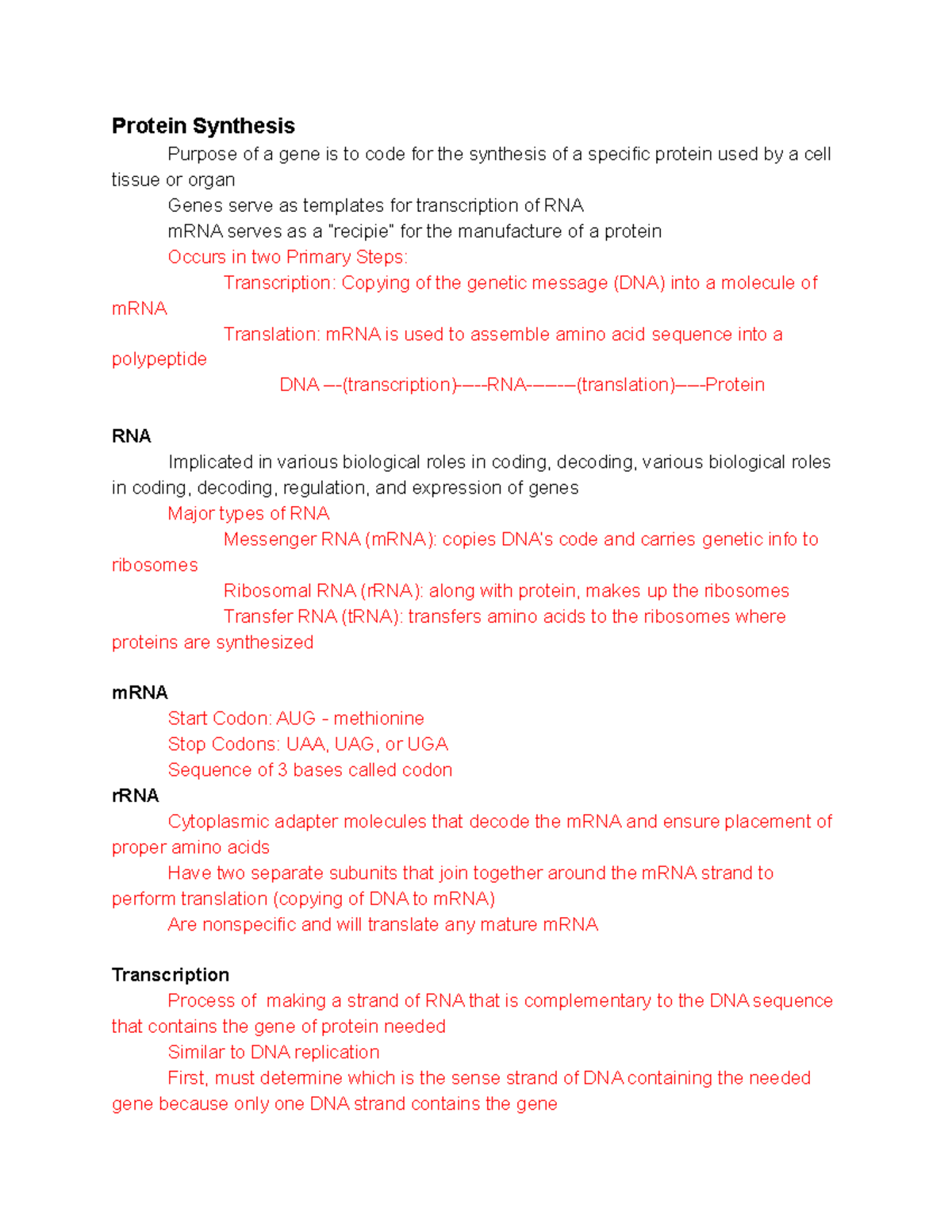 Protein Synthesis Overview - Chapter 2 Analysis and Key Concepts - Studocu