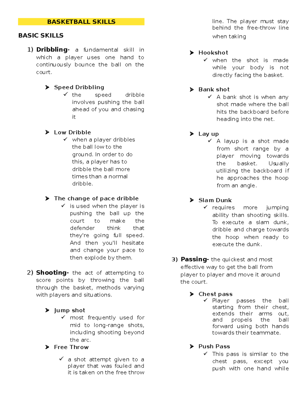 PHYSICAL EDUCATION BSK101 Basketball Skills and Terminologies Guide ...
