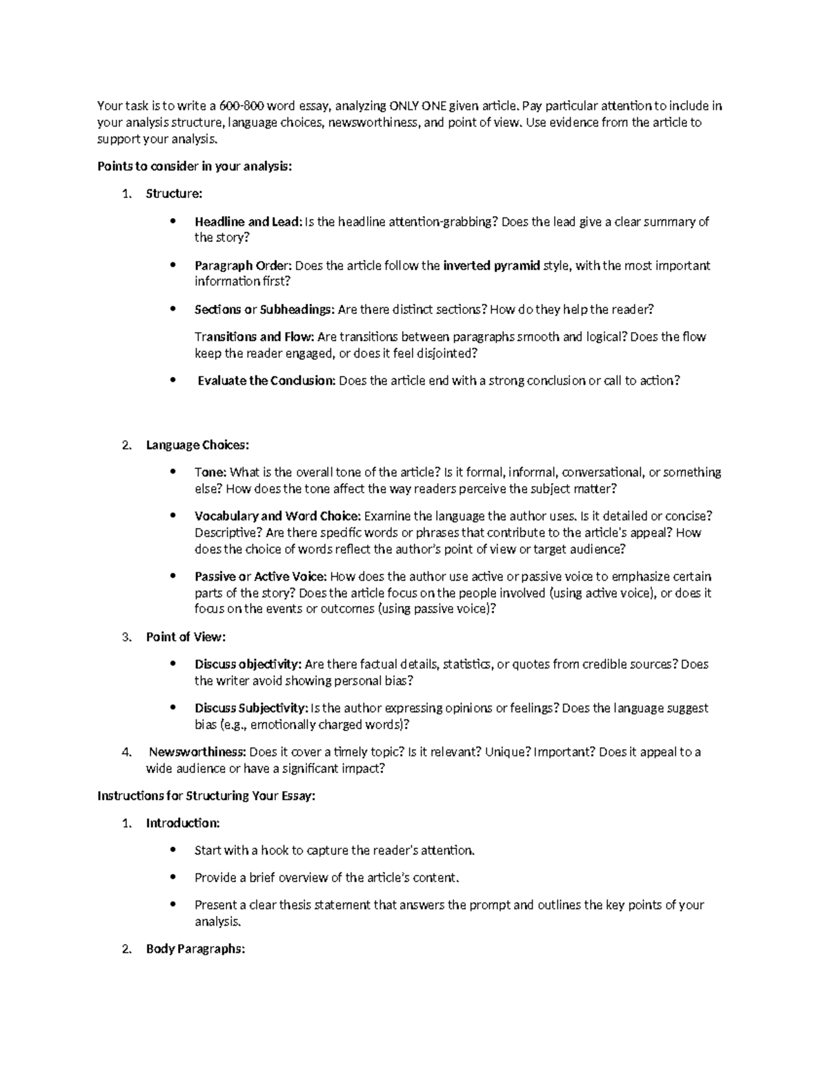 G8 exam - english sample exam - Your task is to write a 600-800 word ...