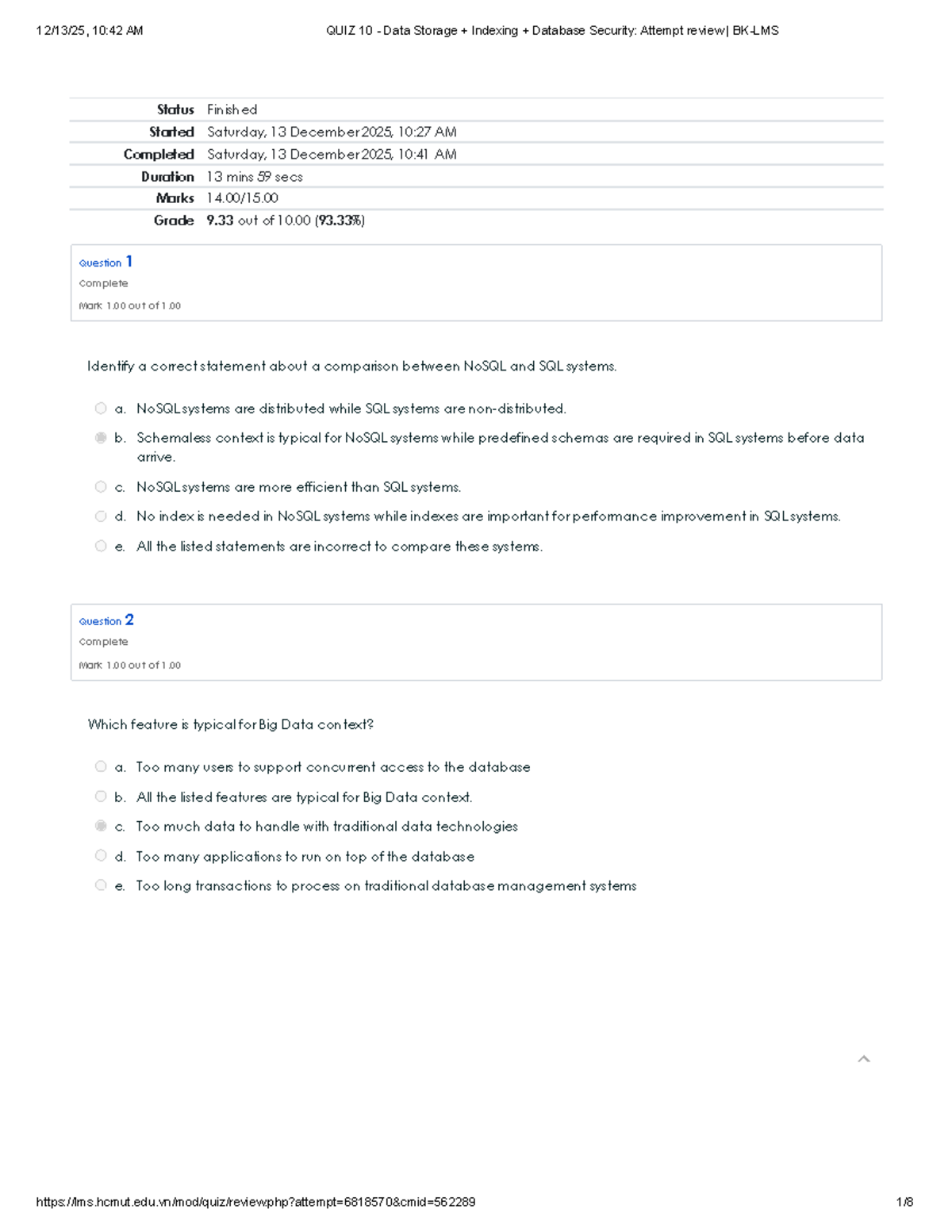 QUIZ 10: Data Storage, Indexing & Database Security Review - BK-LMS ...