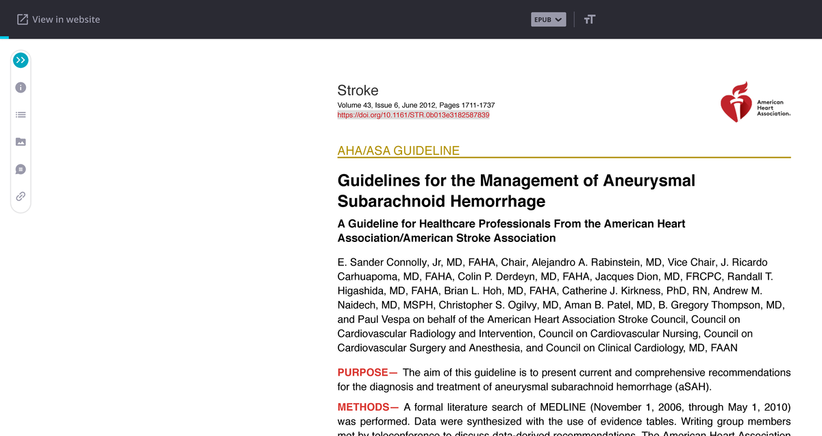 Guidelines for the Management of Aneurysmal Subarachnoid Hemorrhage ...