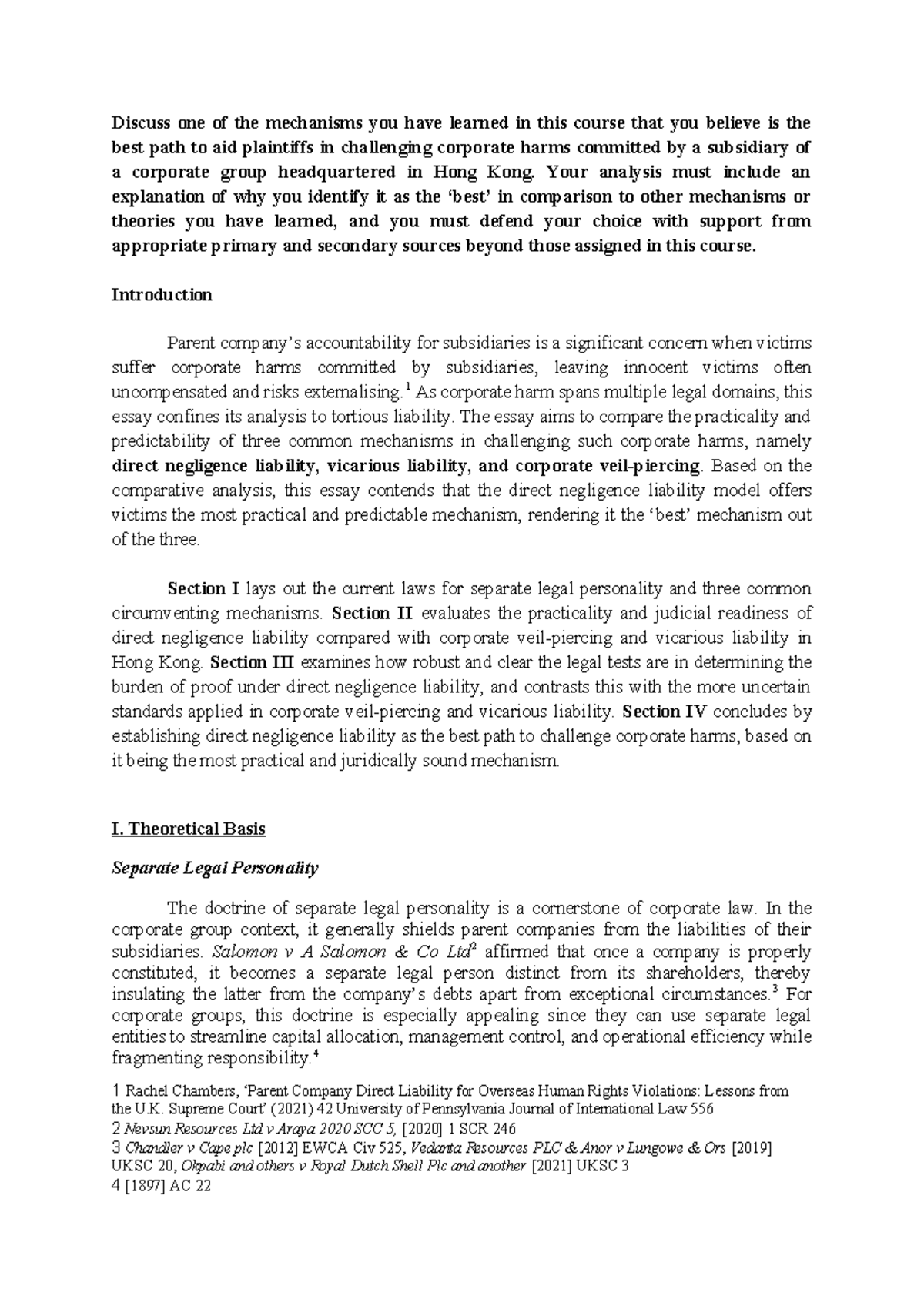 Assignment Drafts: Analyzing Direct Negligence Liability in Corporate ...