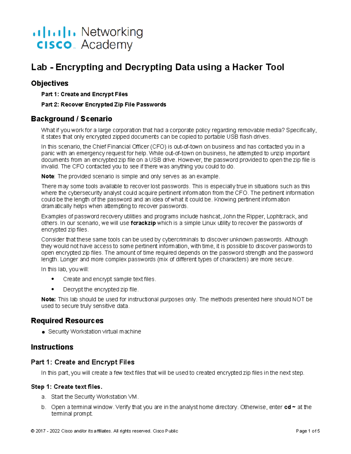 Lab 18.1.13: Encrypting & Decrypting Data with Hacker Tools - Studocu