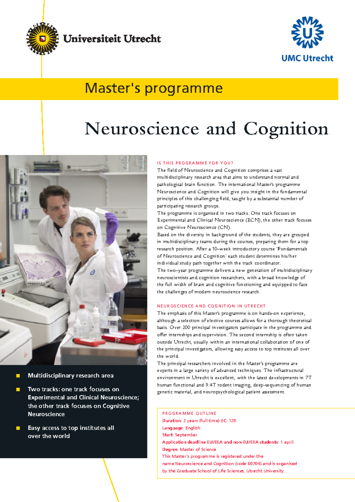 Master's Programme in Neuroscience and Cognition (Code 60704) Guide ...