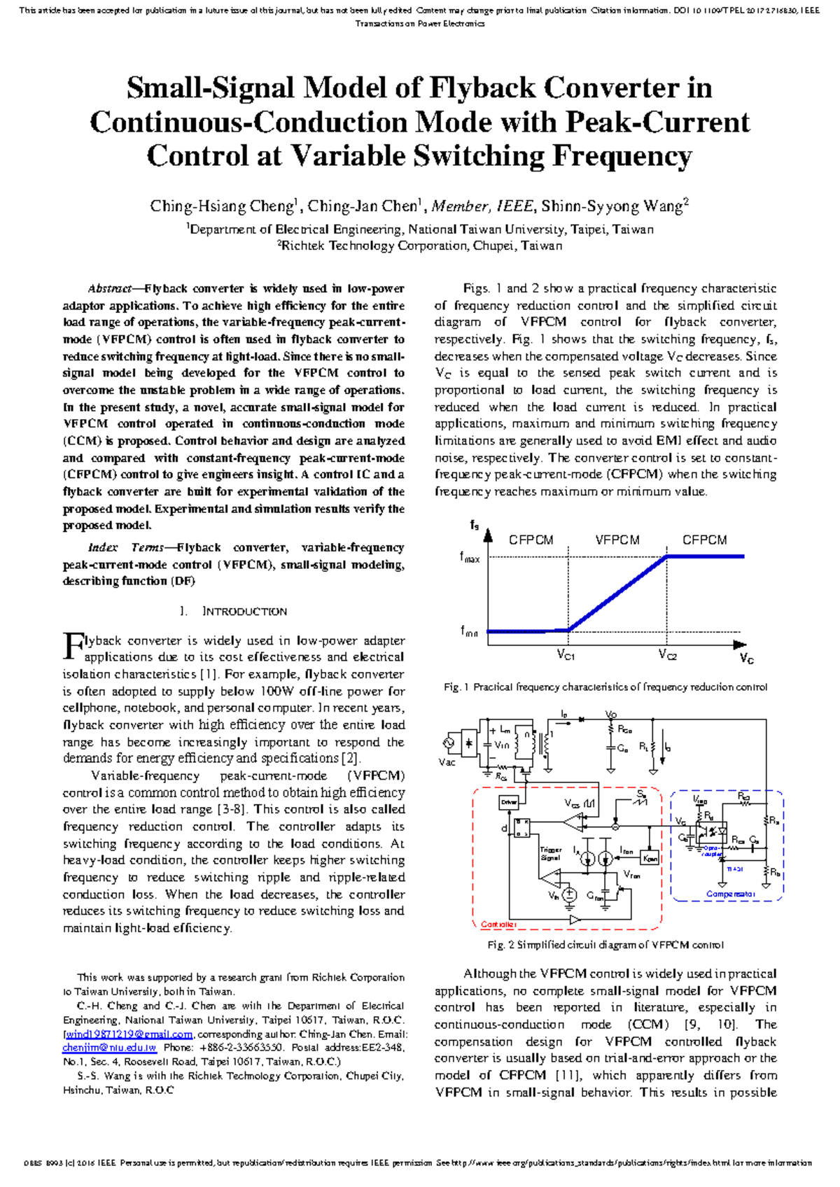 Cheng 2017 - Small-Signal Model of Flyback Converter - Transactions on ...