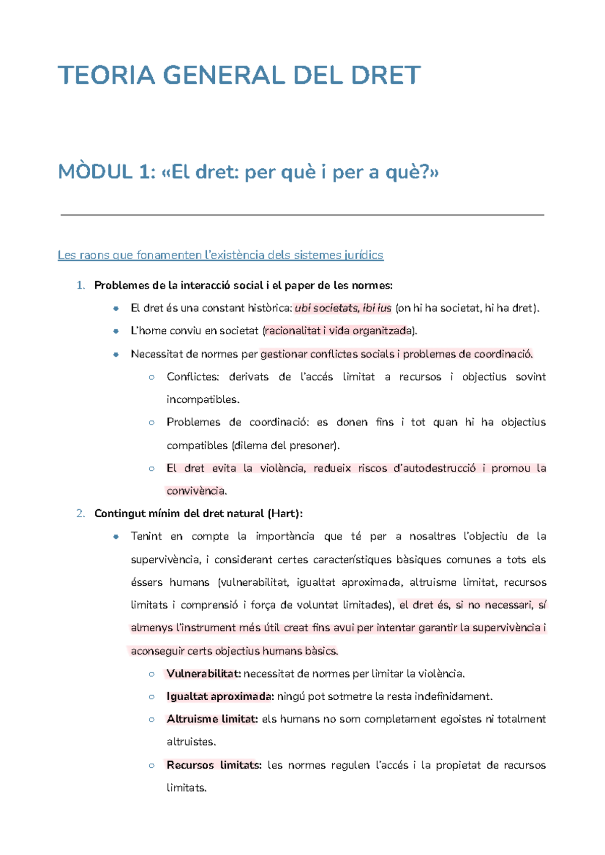TGD - Apunts de làssignatura - TEORIA GENERAL DEL DRET MÒDUL 1 : «El ...