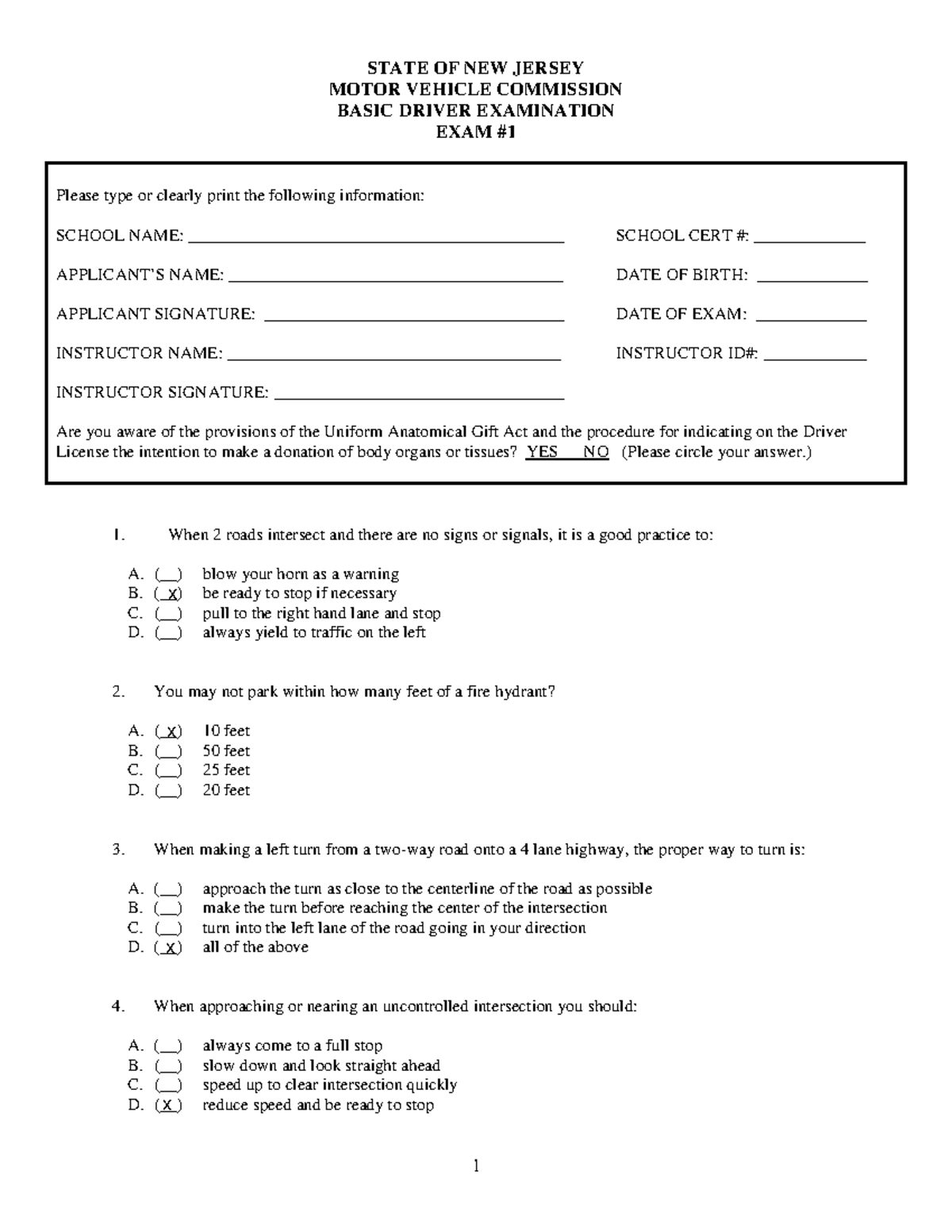 NJ MVC Basic Driver Examination Exam Guide - Studocu